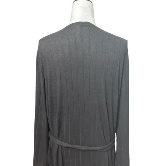 BP Lounge Robe Adjustable Self-Tie Belt Long Sleeves Ribbed Fabric Black L NWT - Picture 5 of 9